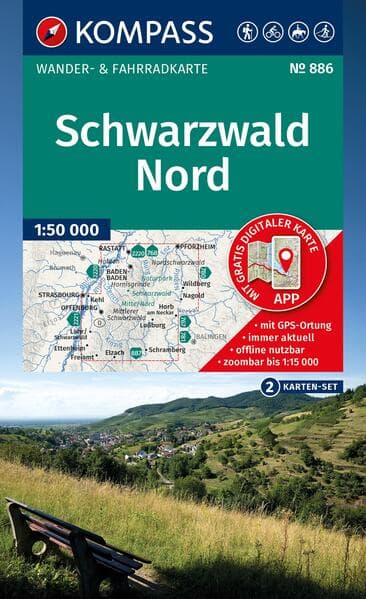 KOMPASS Wanderkarten-Set 886 Schwarzwald Nord (2 Karten) 1:50.000