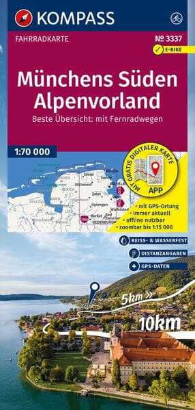 KOMPASS Fahrradkarte 3337 Münchens Süden, Alpenvorland 1:70.000