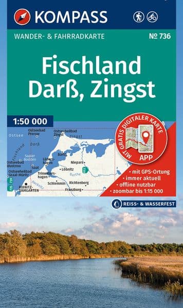 KOMPASS Wanderkarte 736 Fischland, Darß, Zingst 1:50.000