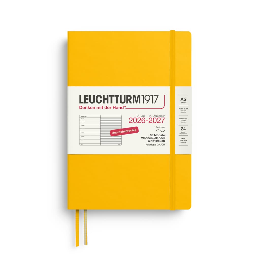 Wochenk. und Notizbuch Medium (A5) 2027, 18 Monate, Softcover, Sunflower, Deutsch