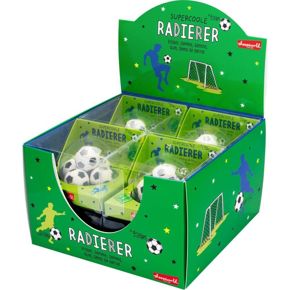 Pappdisplay mit 8 Stück Radierer-Set "Fußball"
