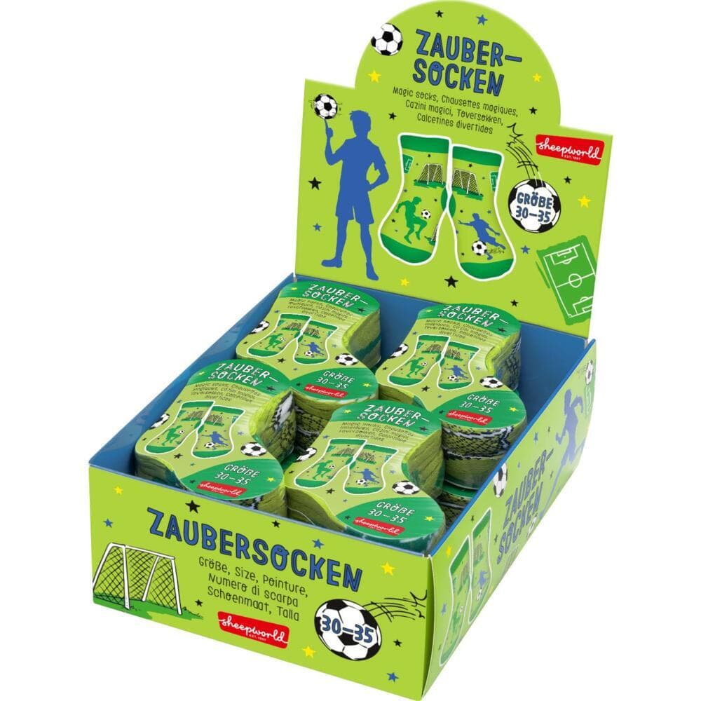 Pappdisplay mit 8 Paar Zaubersocken Kind "Fußball"