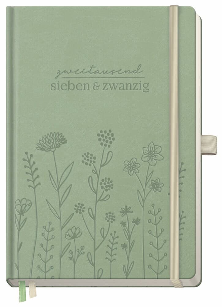 Wochen-Notiz-Timer Classic 26/27 A5 17 Monate [Fine Flowers Salbei]