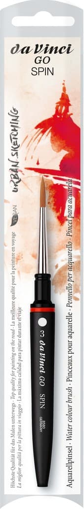 da Vinci Pinsel GO SPIN Reise-Aquarellpinsel, rund, extrafein, Pinsel, Größe 3