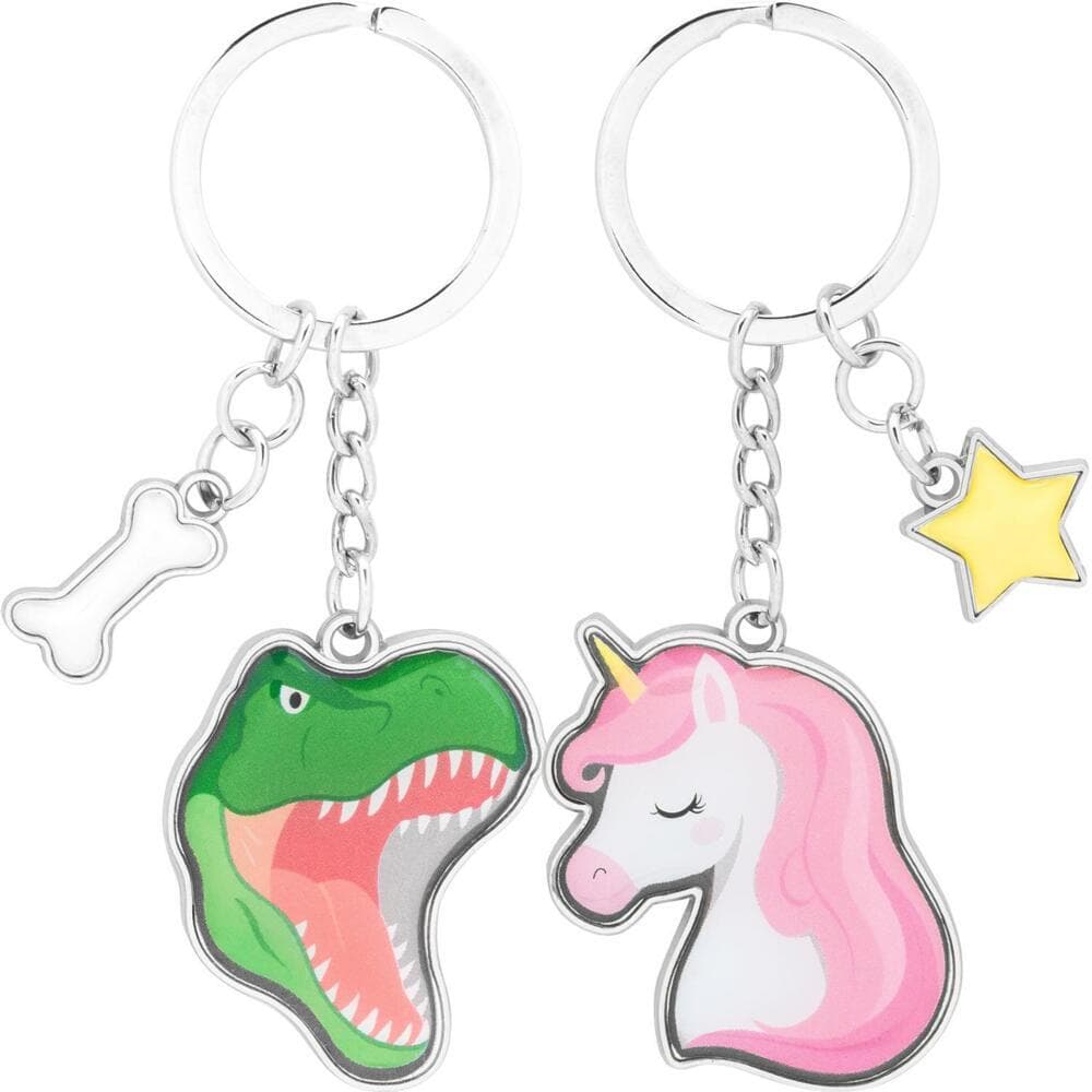 Paar-Schlüsselanhänger "Dino, Einhorn"
