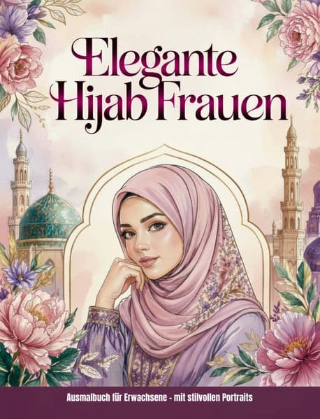 Elegante Hijab Frauen - Malbuch für Erwachsene mit stilvollen Portraits