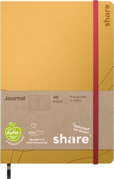 share Notizbuch A5 punktkariert gelb