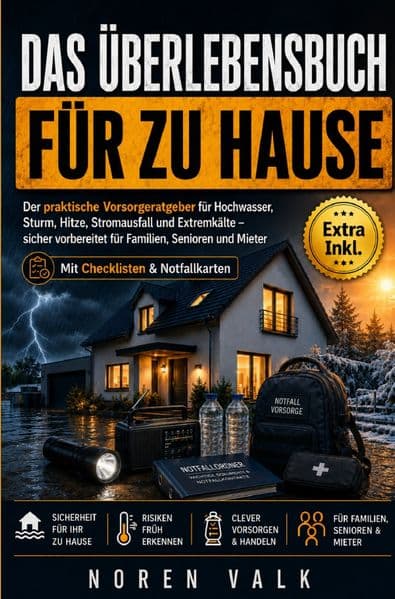 Das Überlebensbuch Für Zu Hause: Praktische Vorsorge für Hochwasser, Sturm, Hitze, Stromausfall und Extremkälte.DE