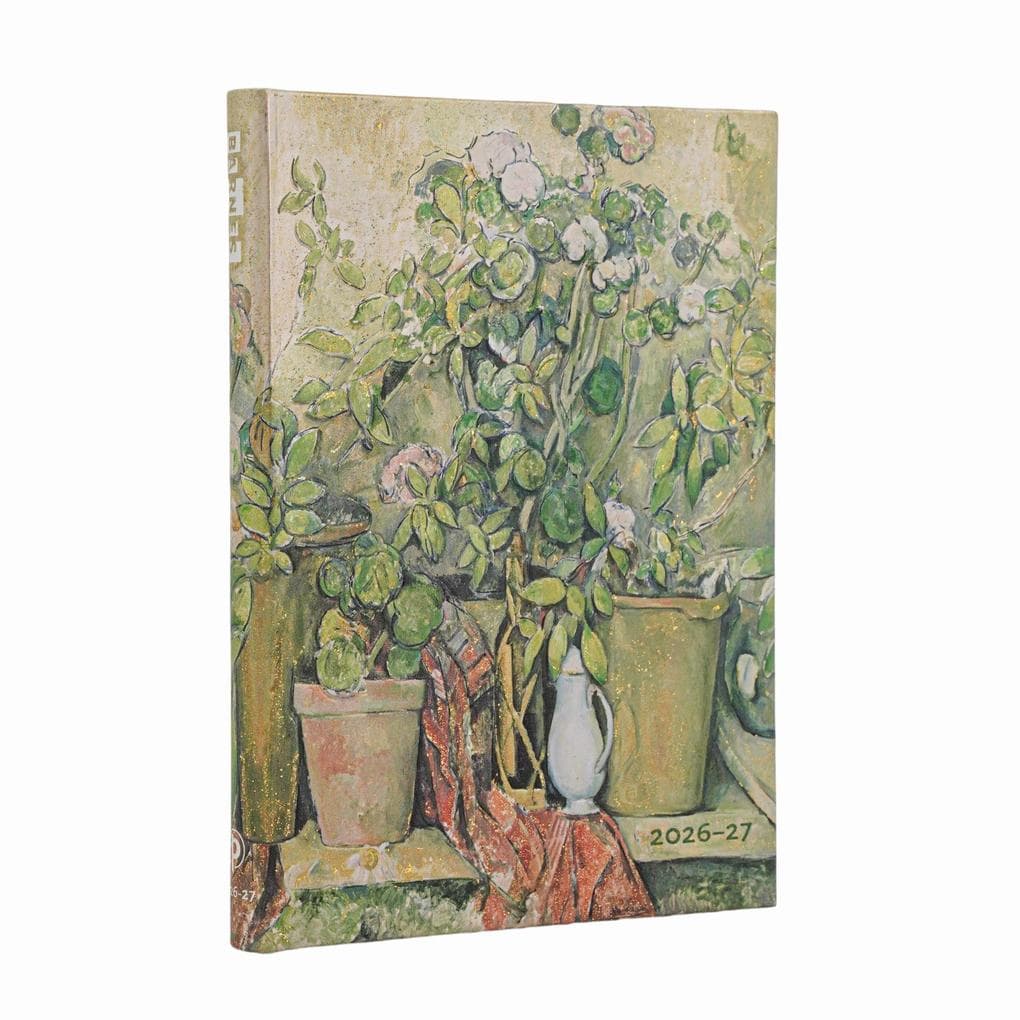 18-Monatskalender 2026-2027 Cezannes Terrakotta-Töpfe und Blumen Midi Horizontal