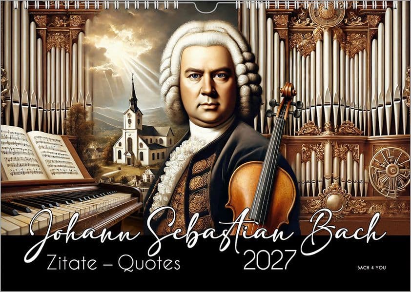 Johann-Sebastian-Bach-Zitate-Kalender, ein Musik-Kalender 2027, DIN A4
