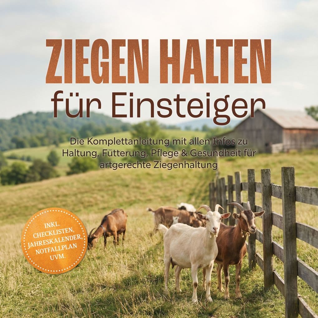 Ziegen halten für Einsteiger: Die Komplettanleitung mit allen Infos zu Haltung, Fütterung, Pflege & Gesundheit für artgerechte Ziegenhaltung inkl. Checklisten, Jahreskalender, Notfallplan uvm.