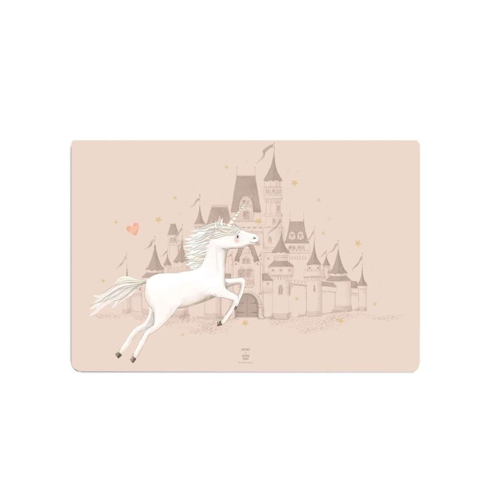 Scriptum Schreibtischunterlage für Kinder Schloss mit Einhorn rosa - 60 x 40 cm, aus premium Vinyl