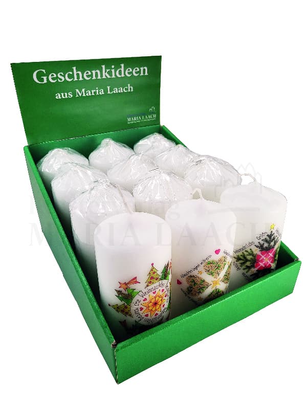 Verkaufsdisplay mit 4 x 3 Kerzen je 4 x 871639, 871640, 871641