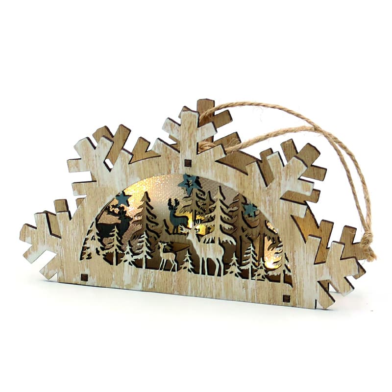 Holz Deko Szene Wald-Stadt-Motiv 3" mit LED-Beleuchtung