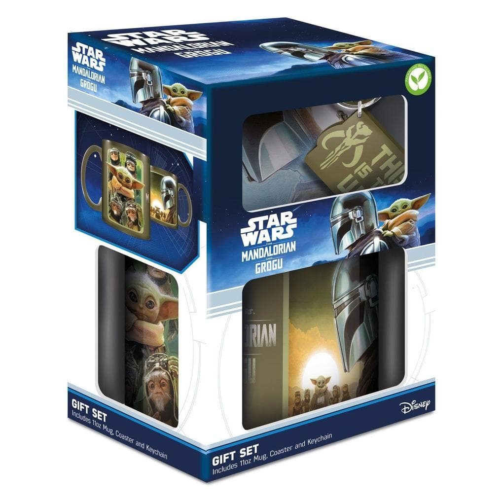 THE MANDALORIAN AND GROGU (BOUNTY HUNTERS) MUG COASTER KEYCHAIN GIFT SET
