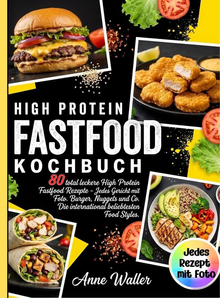 Fastfood Kochbuch High Protein- 80 total leckere High Protein Fastfood Rezepte- Jedes Gericht mit Foto.