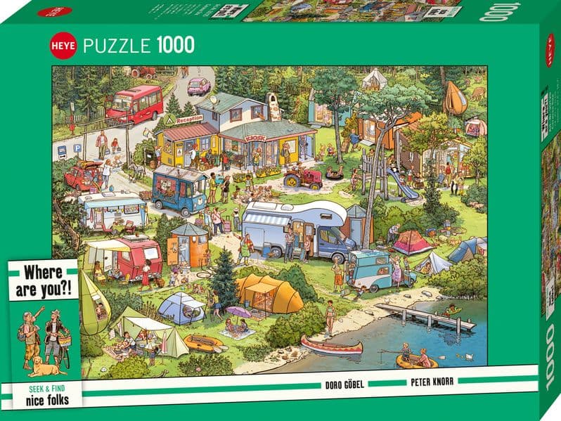 HEYE Puzzle 1000 Teile "Caravan Site" für Erwachsene, Wimmelbild-Motiv