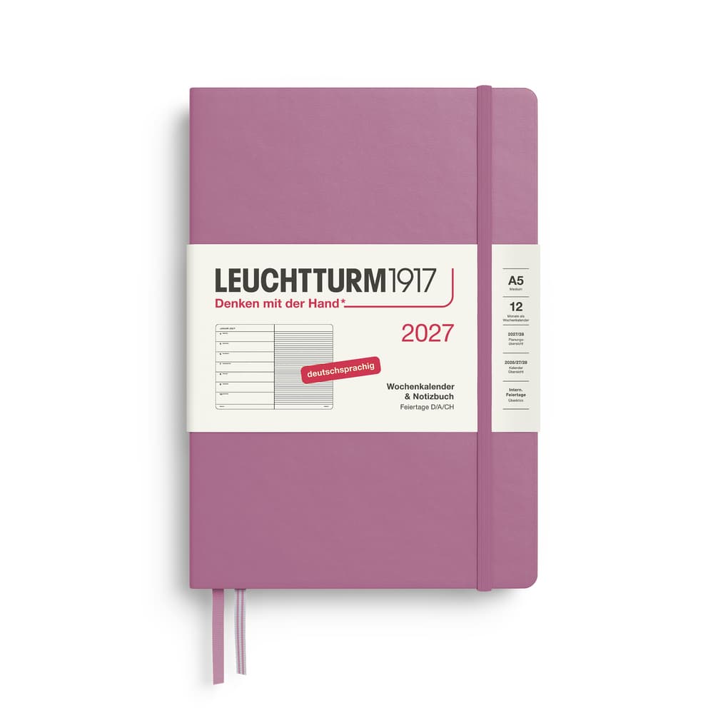 Wochenkalender und Notizbuch Medium (A5) 2027, Dusty Rose, Deutsch