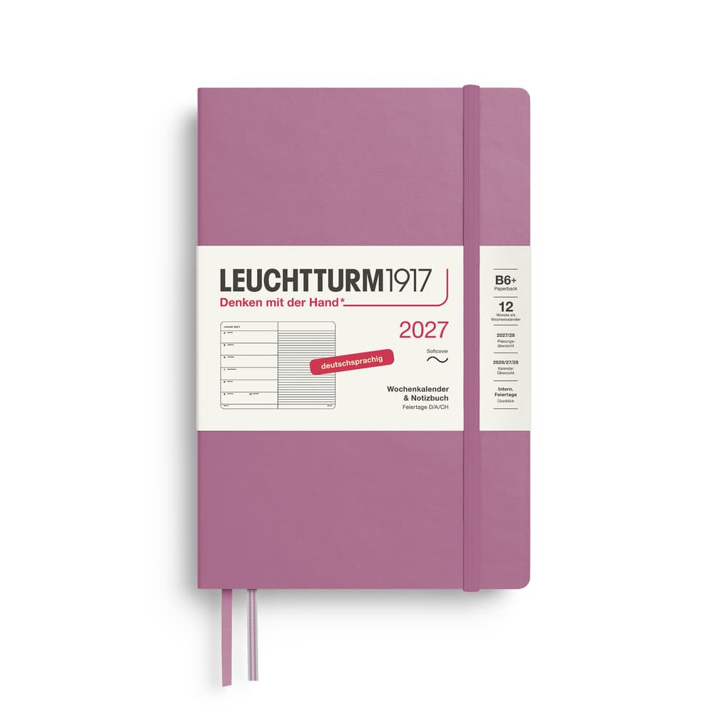Wochenkalender und Notizbuch Paperback (B6+) 2027, Softcover, Dusty Rose, Deutsch