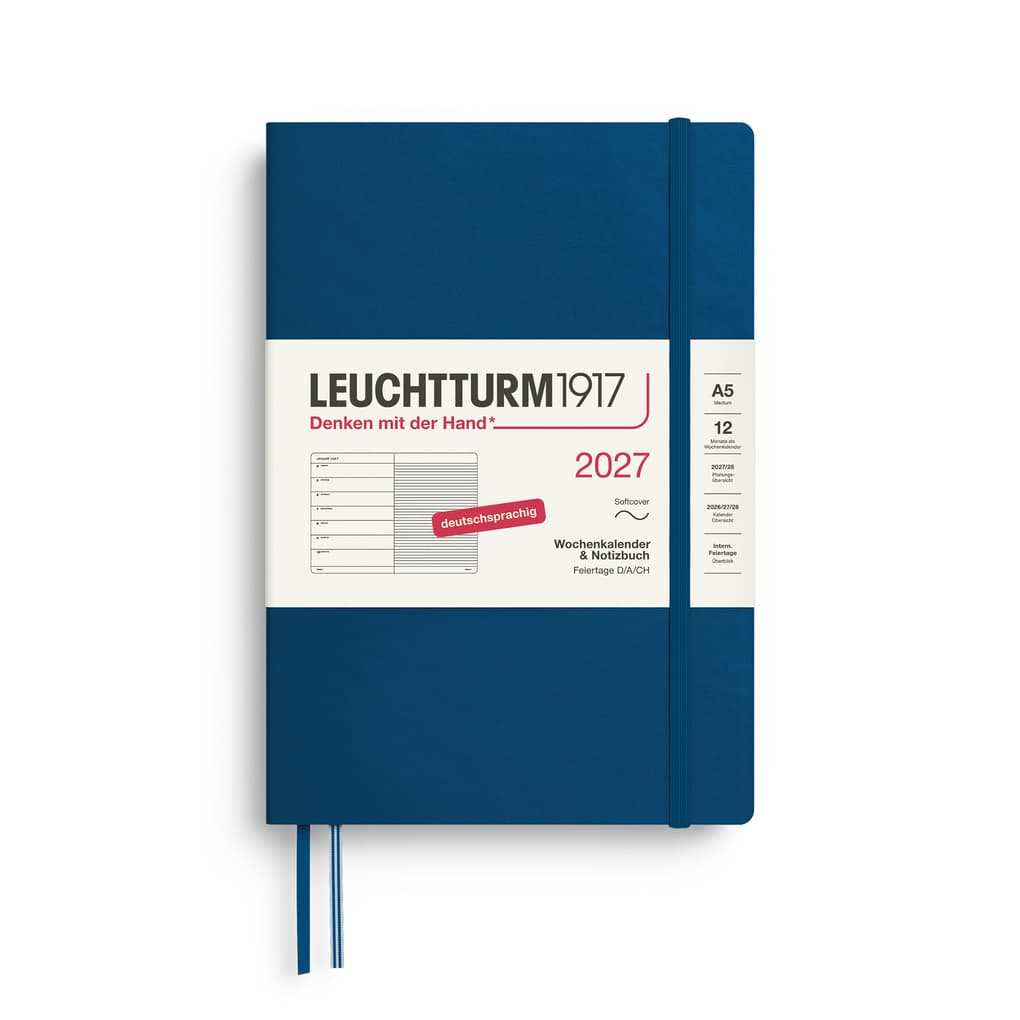 Wochenkalender und Notizbuch Medium (A5) 2027, Softcover, Indigo, Deutsch
