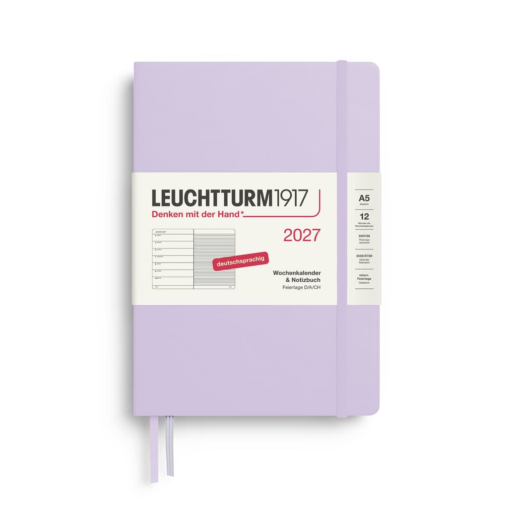 Wochenkalender und Notizbuch Medium (A5) 2027, Lilac, Deutsch