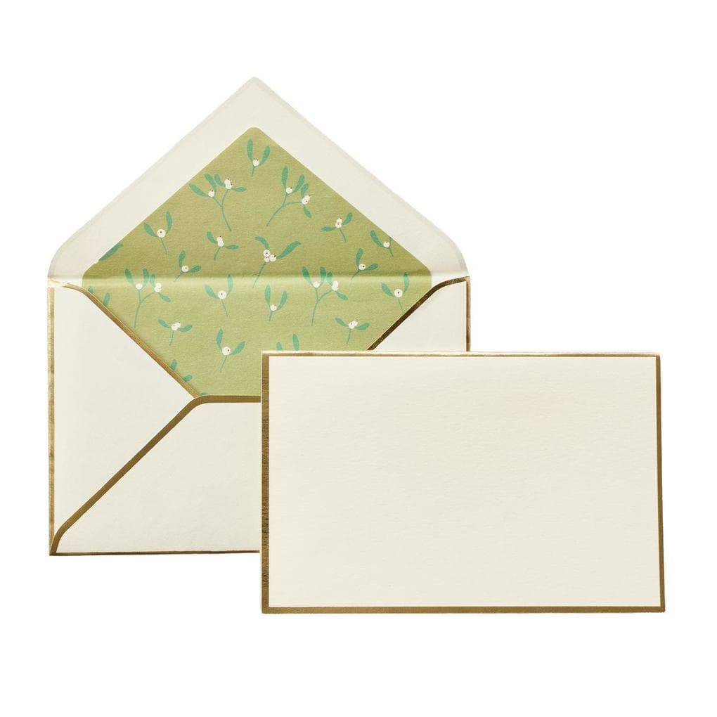 Premium Kartenset Creme / Gold, Mistelzweige FSC MIX