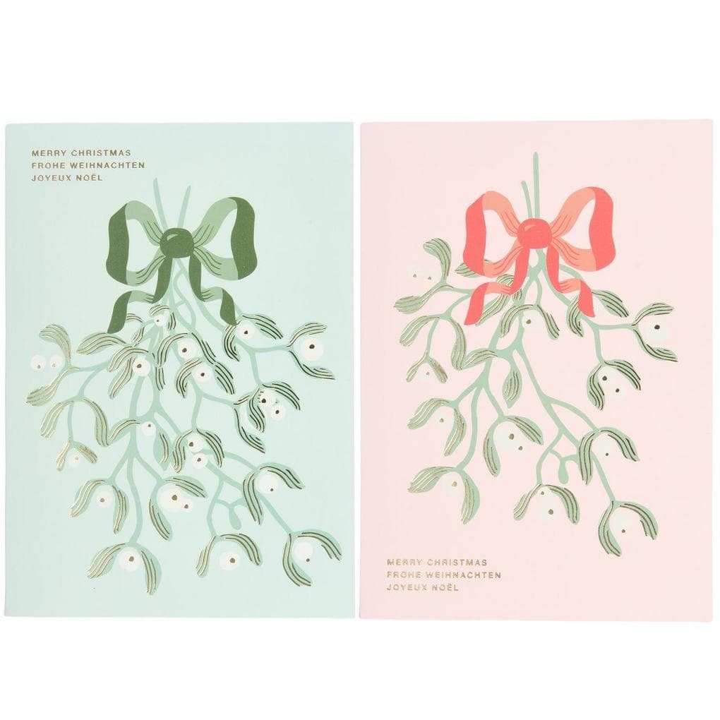 Kartenset Mistelzweige, Mint / Rosa, B6 FSC MIX