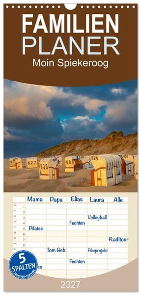 Familienplaner 2027 - Moin Spiekeroog mit 5 Spalten (Wandkalender, 21 x 45 cm) CALVENDO