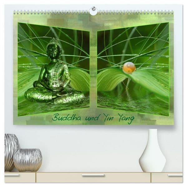 Buddha und Yin Yang (hochwertiger Premium Wandkalender 2027 DIN A2 quer), Kunstdruck in Hochglanz