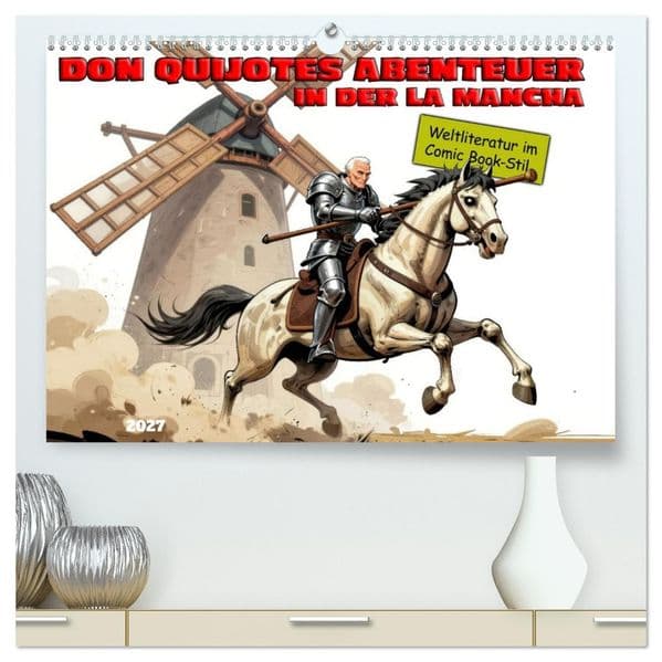 Don Quijotes Abenteuer in der La Mancha (hochwertiger Premium Wandkalender 2027 DIN A2 quer), Kunstdruck in Hochglanz