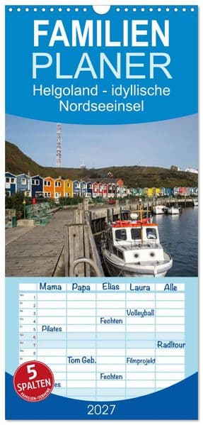 Familienplaner 2027 - Helgoland - idyllische Nordseeinsel mit 5 Spalten (Wandkalender, 21 x 45 cm) CALVENDO