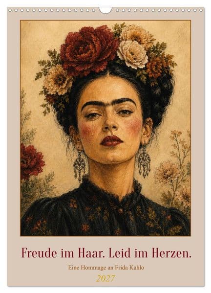 Freude im Haar. Leid im Herzen. Eine Hommage an Frida Kahlo (Wandkalender 2027 DIN A3 hoch), CALVENDO Monatskalender