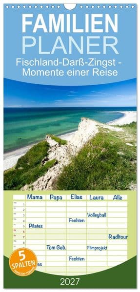 Familienplaner 2027 - Fischland-Darß-Zingst - Momente einer Reise mit 5 Spalten (Wandkalender, 21 x 45 cm) CALVENDO