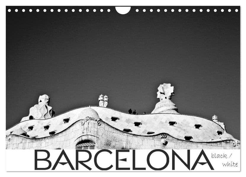 BARCELONA [black/white] (Wandkalender 2027 DIN A4 quer), CALVENDO Monatskalender
