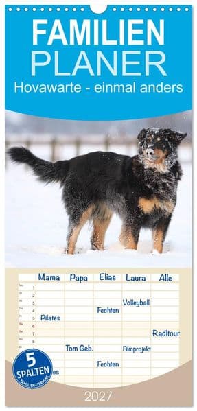 Familienplaner 2027 - Hovawarte - einmal anders mit 5 Spalten (Wandkalender, 21 x 45 cm) CALVENDO