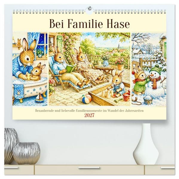 Bei Familie Hase (hochwertiger Premium Wandkalender 2027 DIN A2 quer), Kunstdruck in Hochglanz