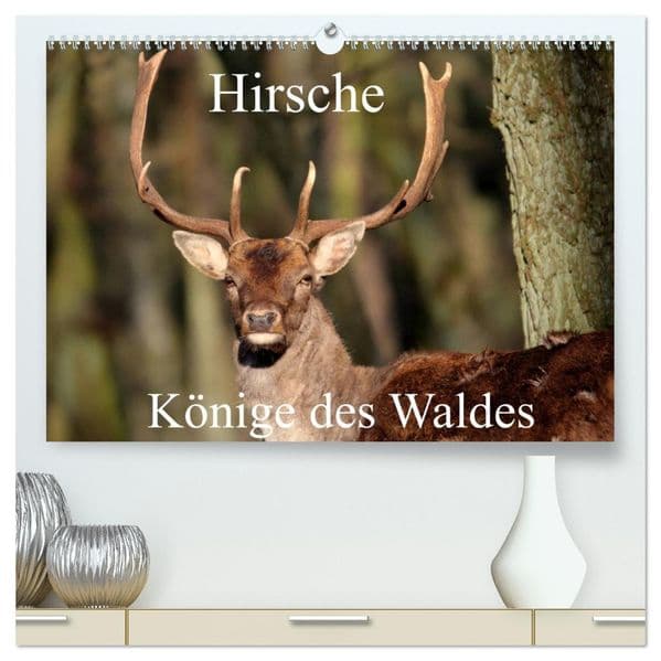 Hirsche - Könige des Waldes/Geburtstagskalender (hochwertiger Premium Wandkalender 2027 DIN A2 quer), Kunstdruck in Hochglanz