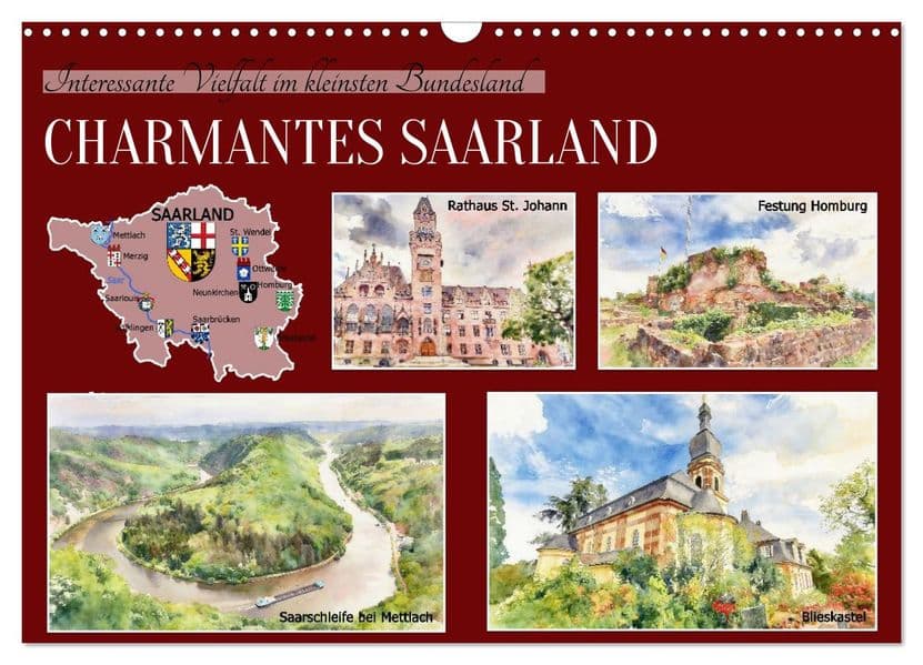Charmantes Saarland (Wandkalender 2027 DIN A3 quer), CALVENDO Monatskalender