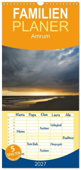 Familienplaner 2027 - Amrum mit 5 Spalten (Wandkalender, 21 x 45 cm) CALVENDO