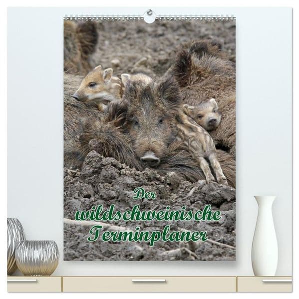 Der wildschweinische Terminplaner (hochwertiger Premium Wandkalender 2027 DIN A2 hoch), Kunstdruck in Hochglanz