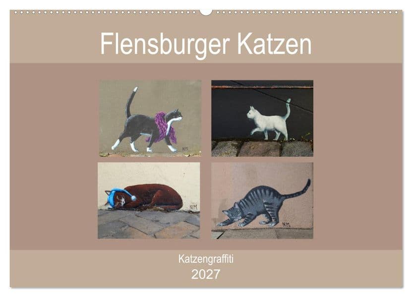 Flensburger Katzen (Wandkalender 2027 DIN A2 quer), CALVENDO Monatskalender