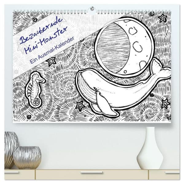 Bezaubernde Mini-Monster - Ein Ausmal-Kalender (hochwertiger Premium Wandkalender 2027 DIN A2 quer), Kunstdruck in Hochglanz