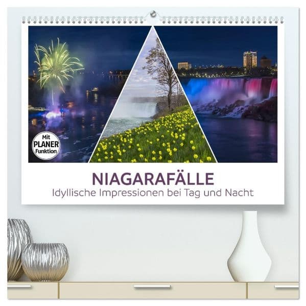 NIAGARAFÄLLE Idyllische Impressionen bei Tag und Nacht (hochwertiger Premium Wandkalender 2027 DIN A2 quer), Kunstdruck in Hochglanz