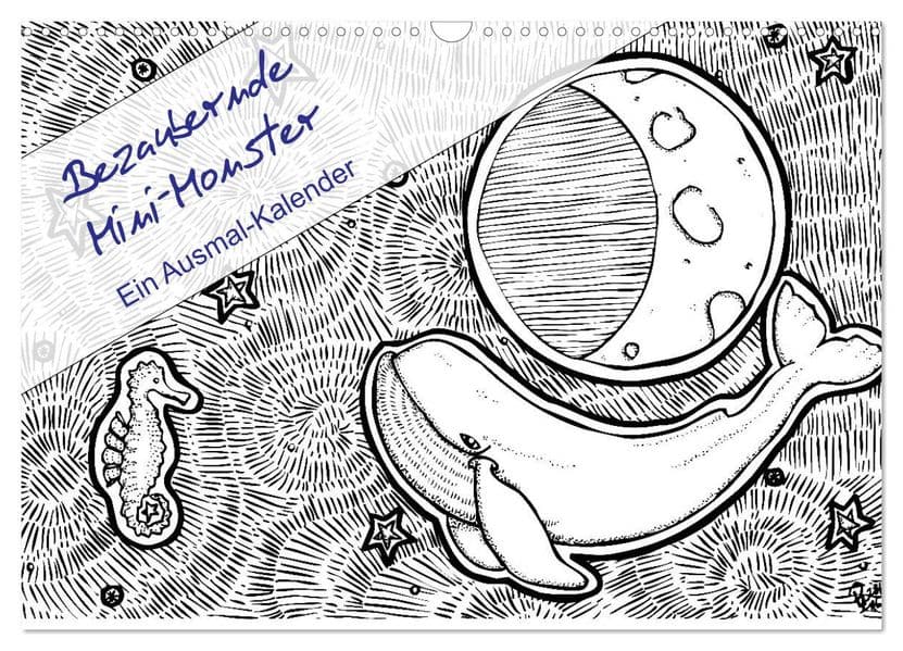 Bezaubernde Mini-Monster - Ein Ausmal-Kalender (Wandkalender 2027 DIN A3 quer), CALVENDO Monatskalender