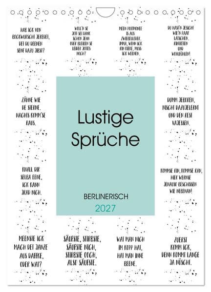 BERLINERISCH Lustige Sprüche (Wandkalender 2027 DIN A4 hoch), CALVENDO Monatskalender