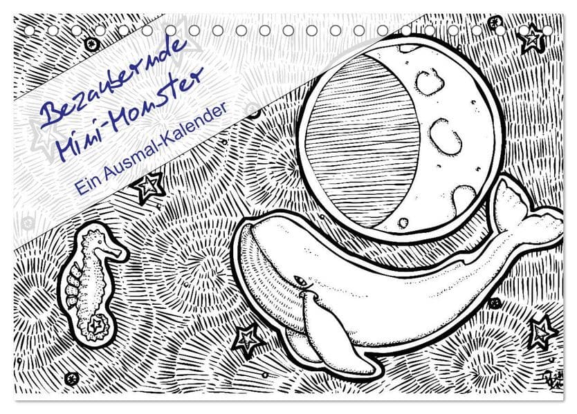Bezaubernde Mini-Monster - Ein Ausmal-Kalender (Tischkalender 2027 DIN A5 quer), CALVENDO Monatskalender