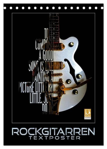 Rockgitarren Textposter (Tischkalender 2027 DIN A5 hoch), CALVENDO Monatskalender