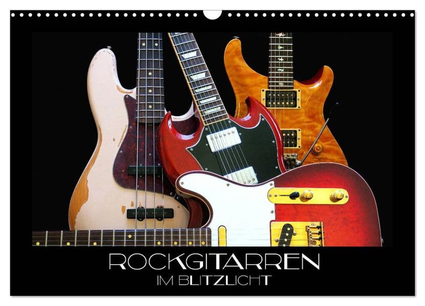 Rockgitarren im Blitzlicht (Wandkalender 2027 DIN A3 quer), CALVENDO Monatskalender