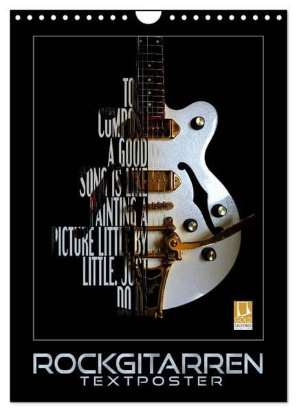 Rockgitarren Textposter (Wandkalender 2027 DIN A4 hoch), CALVENDO Monatskalender