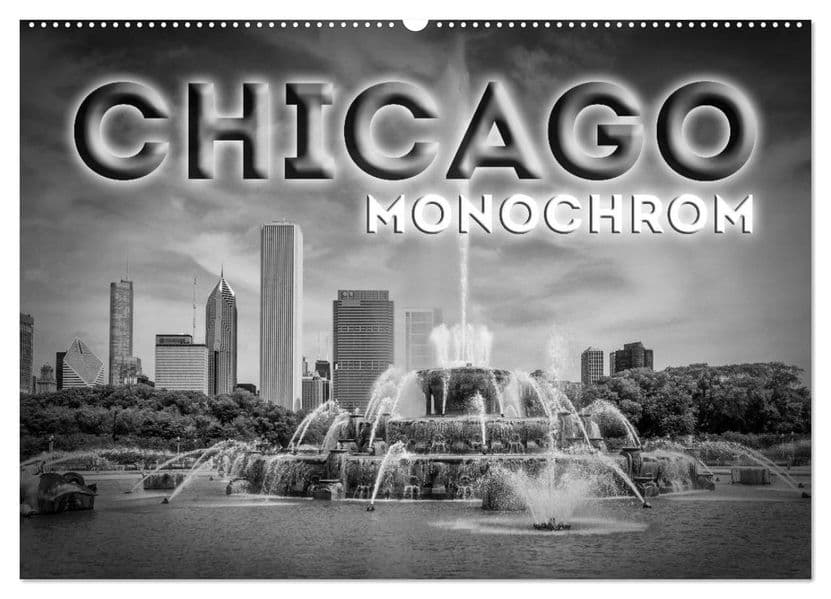 CHICAGO Monochrom (Wandkalender 2027 DIN A2 quer), CALVENDO Monatskalender